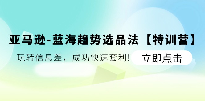 （11591期）亚马逊-蓝海趋势选品法【特训营】：玩转信息差，成功快速套利!-随风网创