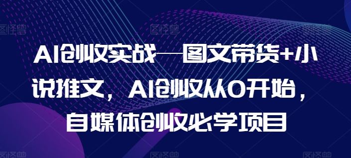 AI创收实战—图文带货+小说推文，AI创收从0开始，自媒体创收必学项目-随风网创