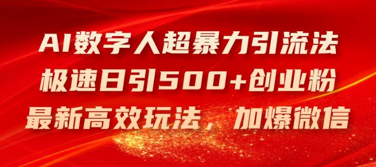 AI数字人超暴力引流法，极速日引500+创业粉，最新高效玩法，加爆微信【揭秘】-随风网创