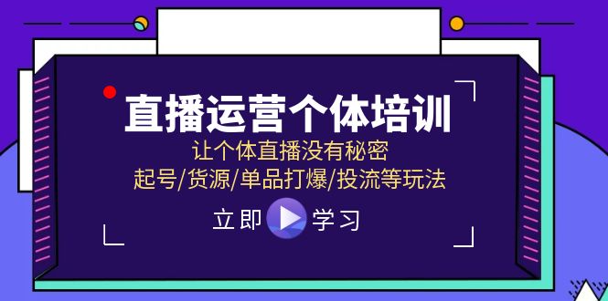 直播运营个体培训，让个体直播没有秘密，起号/货源/单品打爆/投流等玩法-随风网创