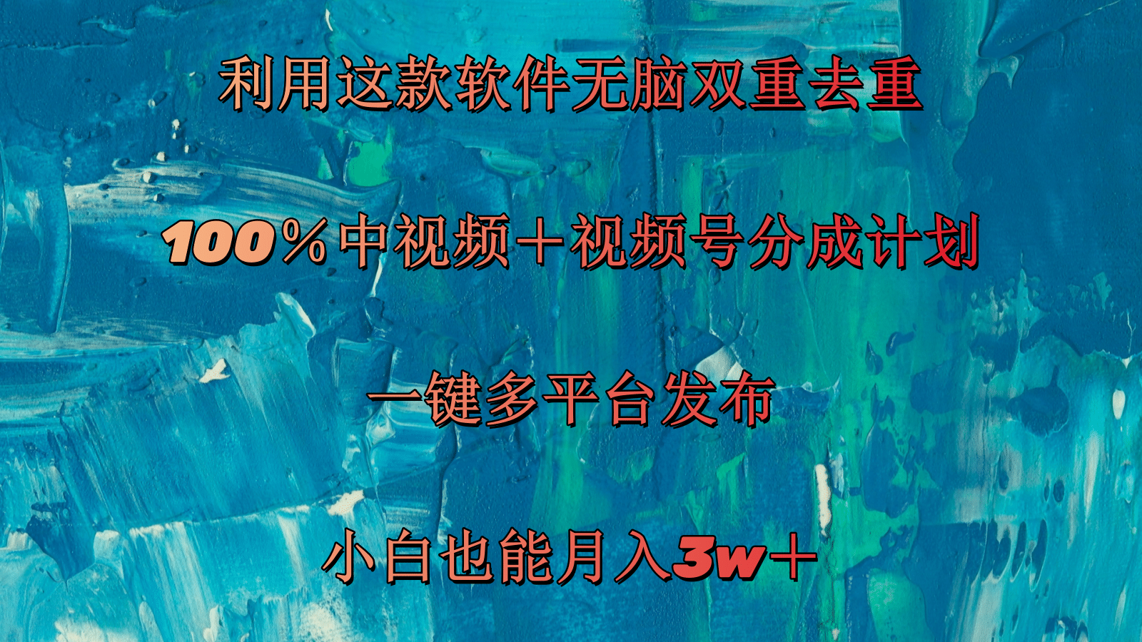 （11710期）利用这款软件无脑双重去重 100％中视频＋视频号分成计划 小白也能月入3w＋-随风网创