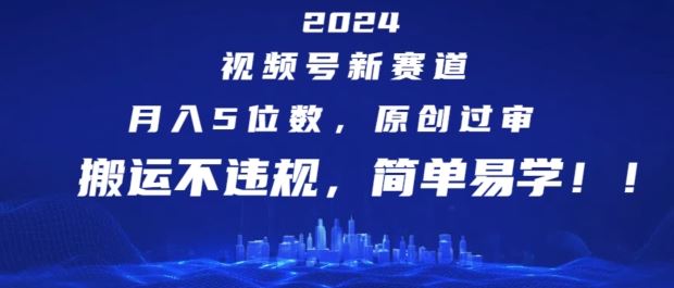 2024视频号新赛道，月入5位数+，原创过审，搬运不违规，简单易学【揭秘】-随风网创