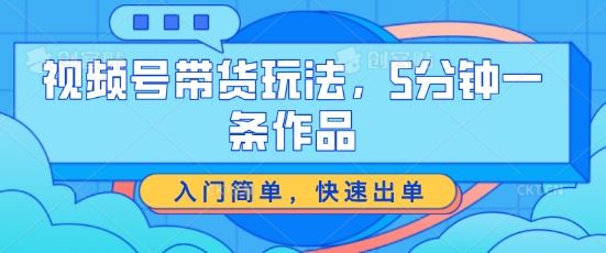 视频号带货玩法，5分钟一条作品，入门简单，快速出单【揭秘】-随风网创