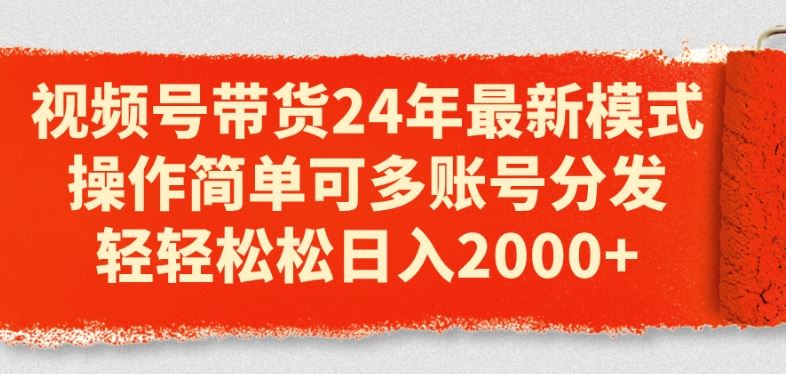 视频号带货24年最新模式，操作简单可多账号分发，轻轻松松日入2k【揭秘】-随风网创