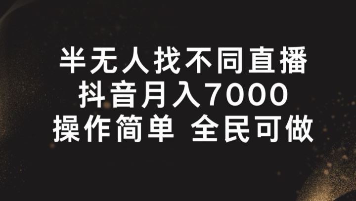 半无人找不同直播，月入7000+，操作简单 全民可做【揭秘】-随风网创