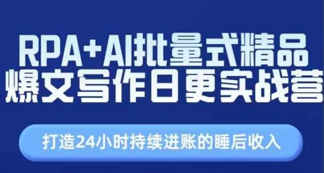 RPA+AI批量式精品爆文写作日更实战营，打造24小时持续进账的睡后收入-随风网创