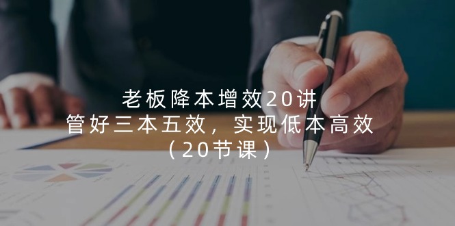 （11238期）老板 降本增效20讲，管好 三本五效，实现低本高效（20节课）-随风网创