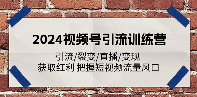 2024视频号引流训练营：引流/裂变/直播/变现 获取红利 把握短视频流量风口-随风网创