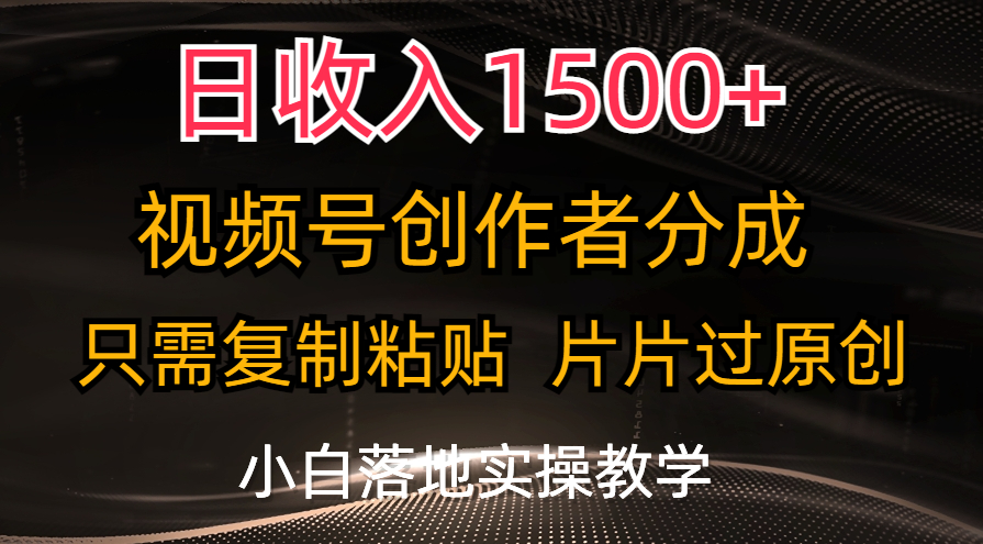 （11339期）日收入1500+，视频号创作者分成，只需复制粘贴，片片过原创，小白也可…-随风网创