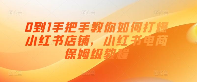 0到1手把手教你如何打爆小红书店铺，小红书电商保姆级教程-随风网创