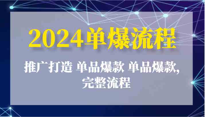 2024单爆流程：推广打造 单品爆款 单品爆款，完整流程-随风网创