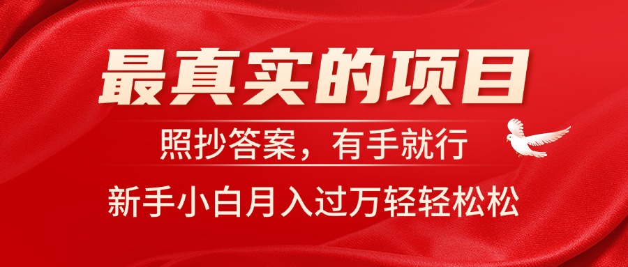 （11362期）最真实的项目，照抄答案，有手就行，新手小白月入过万轻轻松松-随风网创