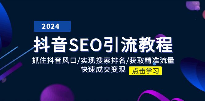 抖音SEO引流教程：抓住抖音风口/实现搜索排名/获取精准流量/快速成交变现-随风网创