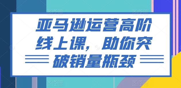 亚马逊运营高阶线上课，助你突破销量瓶颈-随风网创