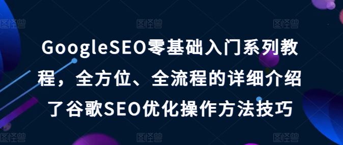 GoogleSEO零基础入门系列教程，全方位、全流程的详细介绍了谷歌SEO优化操作方法技巧-随风网创