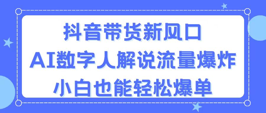 （11401期）抖音带货新风口，AI数字人解说，流量爆炸，小白也能轻松爆单-随风网创