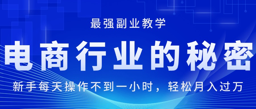 （11427期）电商行业的秘密，新手每天操作不到一小时，月入过万轻轻松松，最强副业…-随风网创