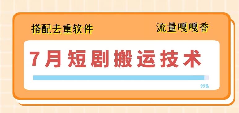 7月最新短剧搬运技术，搭配去重软件操作-随风网创