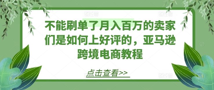 不能刷单了月入百万的卖家们是如何上好评的，亚马逊跨境电商教程-随风网创